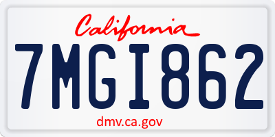 CA license plate 7MGI862