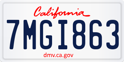 CA license plate 7MGI863