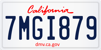 CA license plate 7MGI879