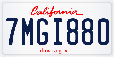 CA license plate 7MGI880