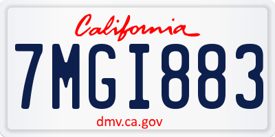 CA license plate 7MGI883