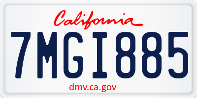CA license plate 7MGI885