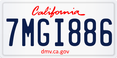 CA license plate 7MGI886