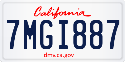 CA license plate 7MGI887