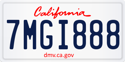 CA license plate 7MGI888