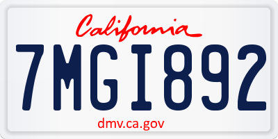 CA license plate 7MGI892
