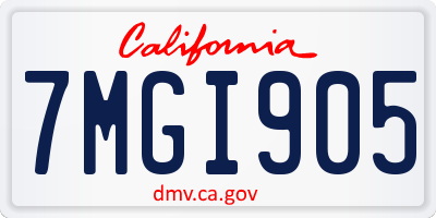 CA license plate 7MGI905