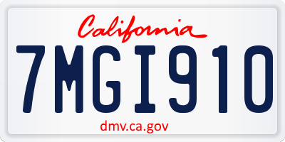 CA license plate 7MGI910