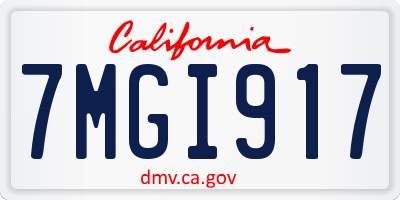 CA license plate 7MGI917