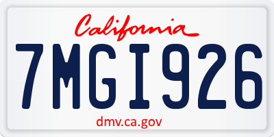 CA license plate 7MGI926