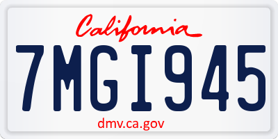CA license plate 7MGI945