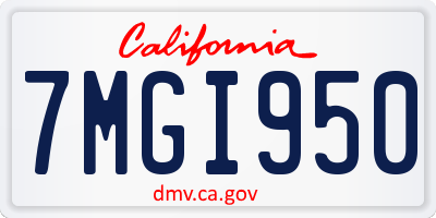 CA license plate 7MGI950