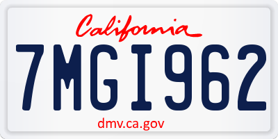 CA license plate 7MGI962