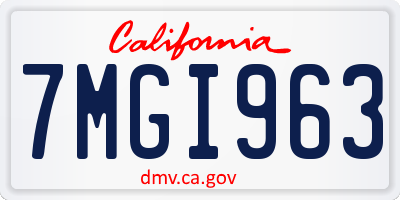 CA license plate 7MGI963