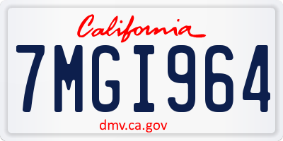 CA license plate 7MGI964