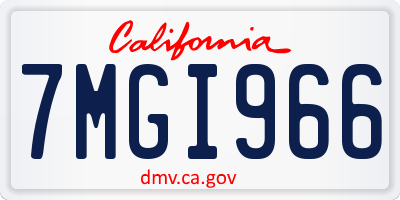 CA license plate 7MGI966