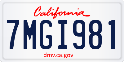 CA license plate 7MGI981