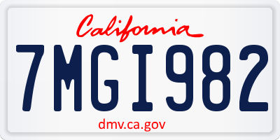 CA license plate 7MGI982