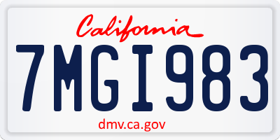 CA license plate 7MGI983
