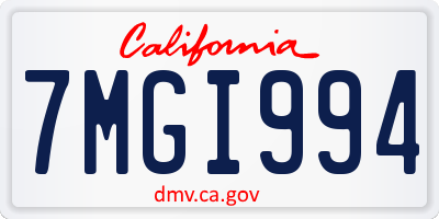 CA license plate 7MGI994