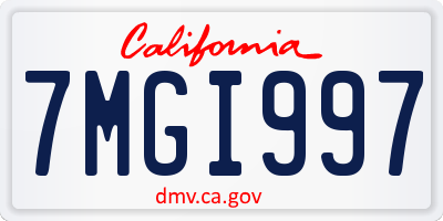 CA license plate 7MGI997