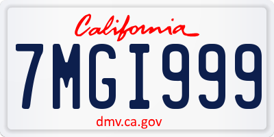 CA license plate 7MGI999