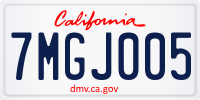 CA license plate 7MGJ005