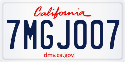 CA license plate 7MGJ007