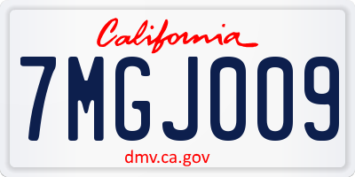 CA license plate 7MGJ009