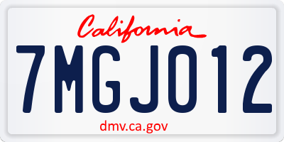 CA license plate 7MGJ012