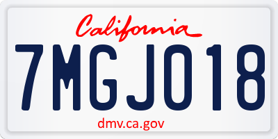 CA license plate 7MGJ018