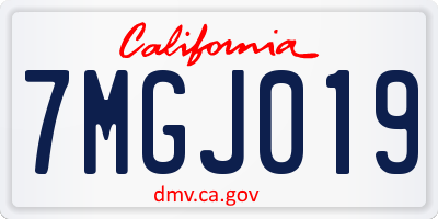 CA license plate 7MGJ019