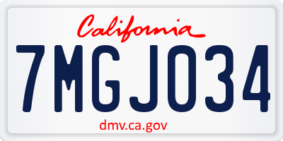 CA license plate 7MGJ034