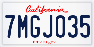 CA license plate 7MGJ035