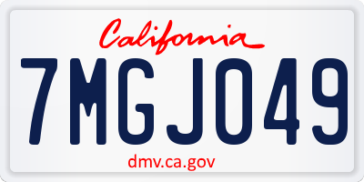 CA license plate 7MGJ049