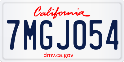CA license plate 7MGJ054