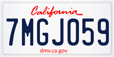 CA license plate 7MGJ059