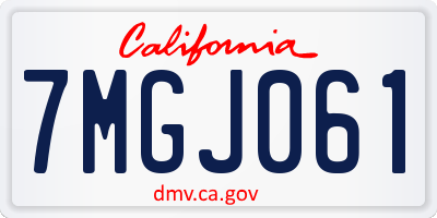 CA license plate 7MGJ061