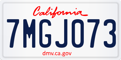 CA license plate 7MGJ073