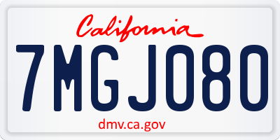 CA license plate 7MGJ080