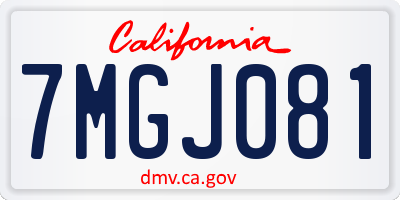 CA license plate 7MGJ081