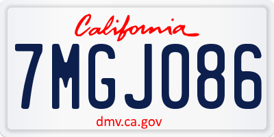 CA license plate 7MGJ086