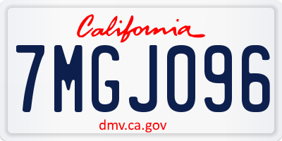 CA license plate 7MGJ096
