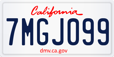 CA license plate 7MGJ099