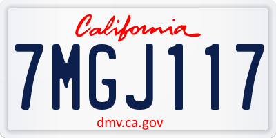 CA license plate 7MGJ117