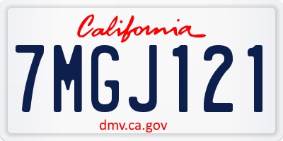CA license plate 7MGJ121