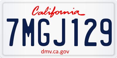 CA license plate 7MGJ129