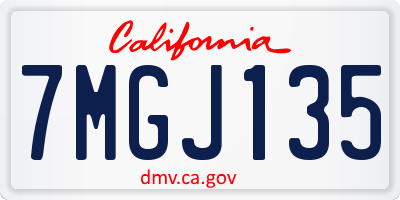 CA license plate 7MGJ135
