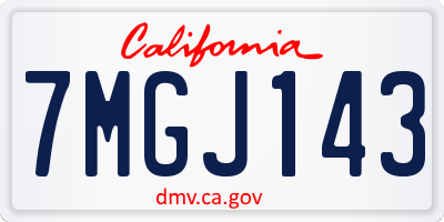 CA license plate 7MGJ143
