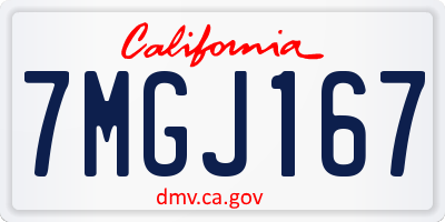 CA license plate 7MGJ167